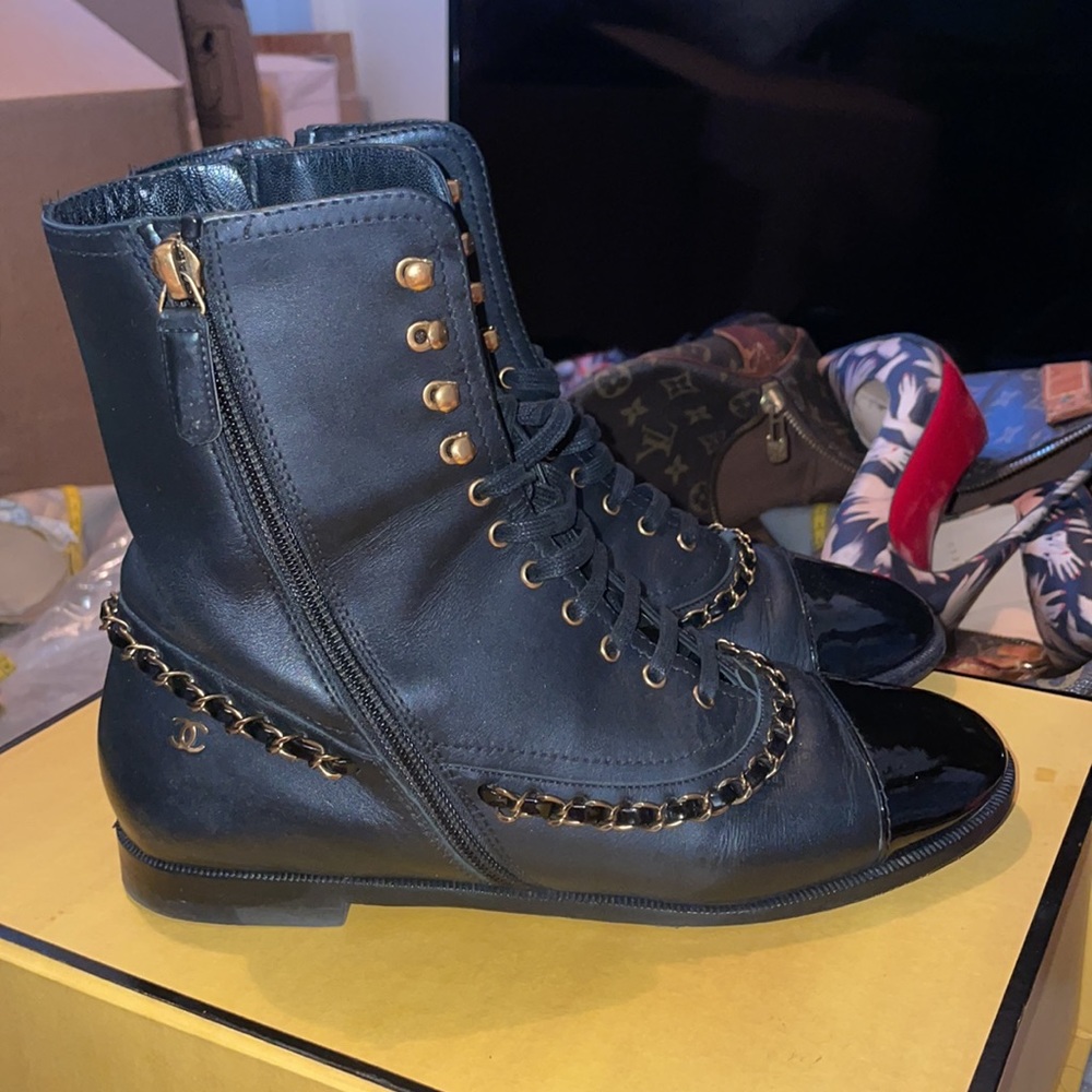 Chanel combat boots